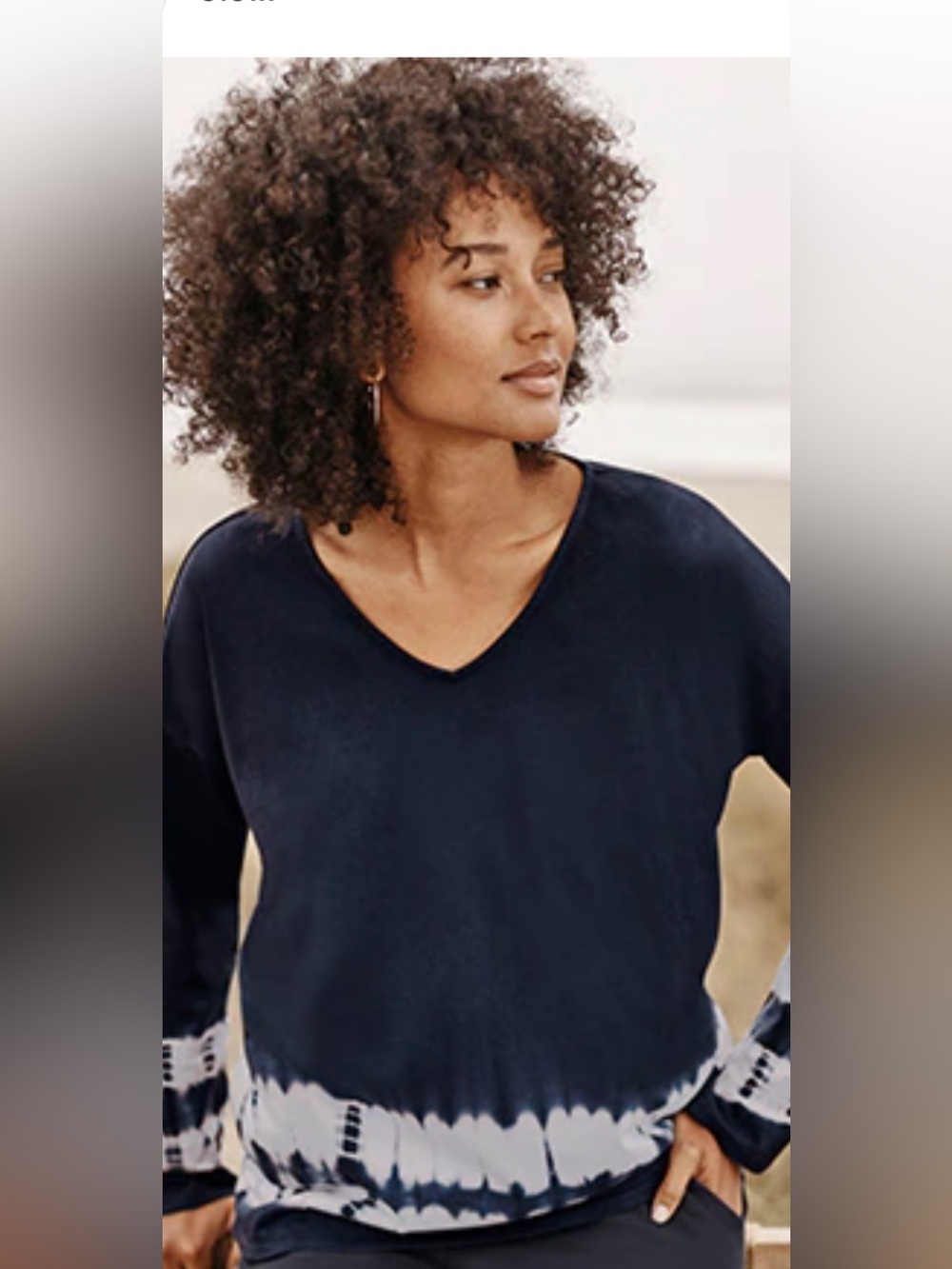 Pure Jill Tie-Dyed Relaxed V-Neck Tee Tie-Dye V-Neck Cotton Tunic XL